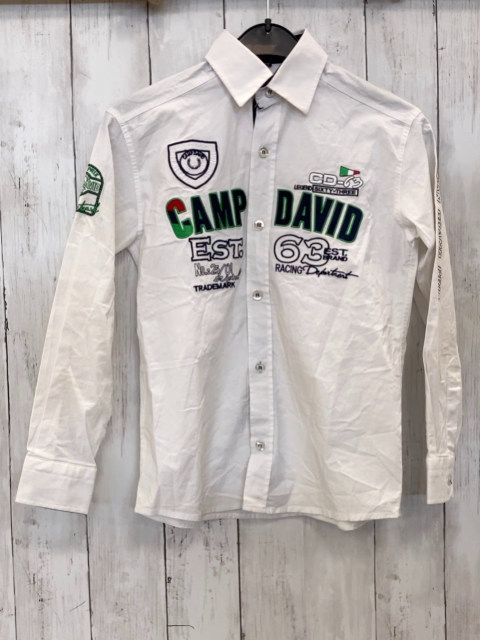 Camp David  Hemd  Gr. 134  weiß blau grüne Schrift 