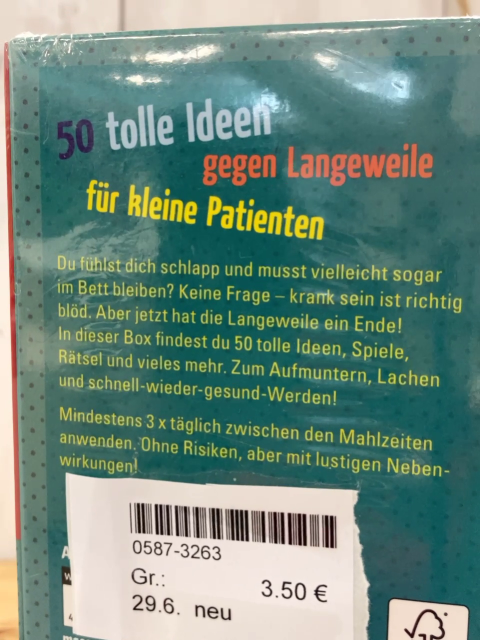 neu  Kartenspiel 50  tolle Ideen gegen Langeweile für kleine Patienten 