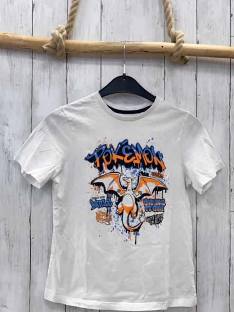   T--Shirt  Gr. 146  weiß Pokemon hellblau orange Schrift 