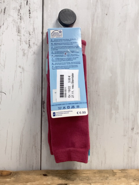 neu Sterntaler  Socken Gr. 19/22  2 Paar weinrot  weinrot hellblaue Streifen 