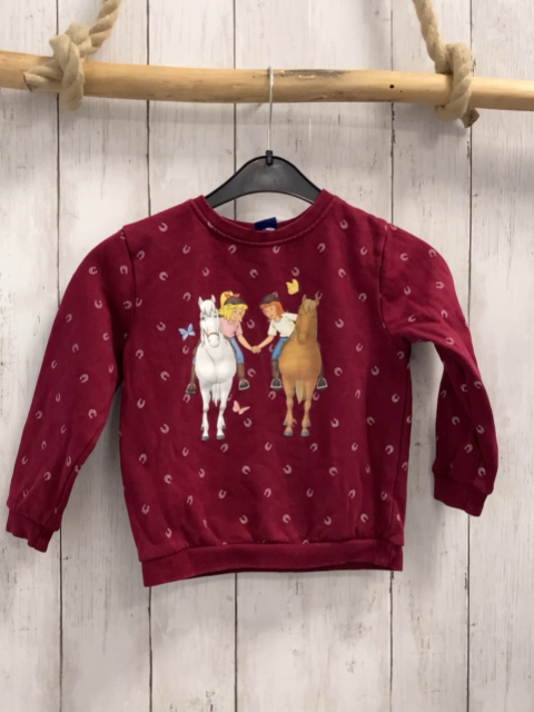   Pullover  Gr. 104  weinrot Bibi Blocksberg weiße Hufeisen