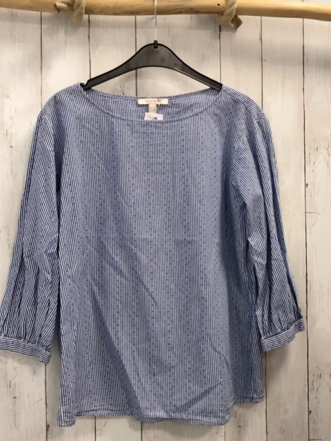 Esprit  Bluse  Gr. 36  weiß hellblaue Streifen blaue Punkte 