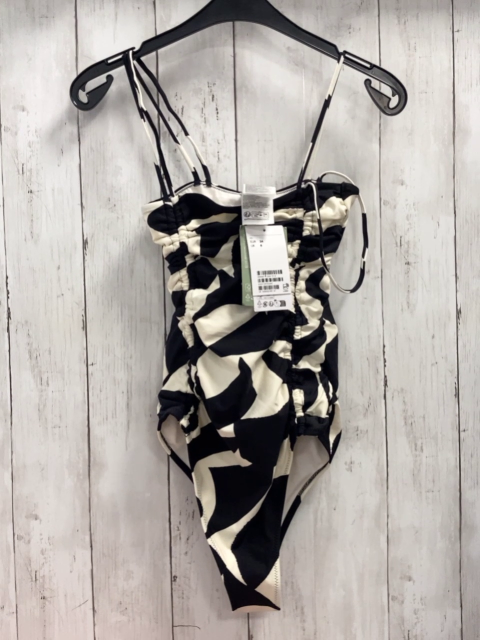 neu H&M  Badeanzug  Gr. 34  creme schwarzer Druck
