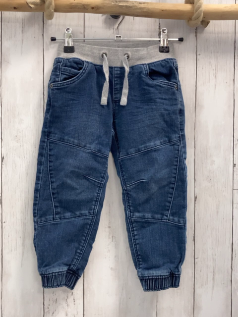   Hose  Gr. 104  blau Jeans grauer Strickbund mit Kordel 
