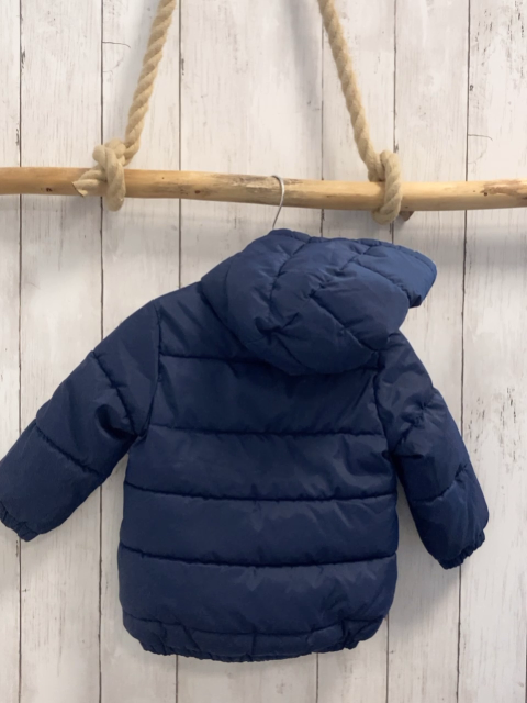 Benetton Winterjacke  Gr. 80  blau Kapuze graues Teddyfutter 