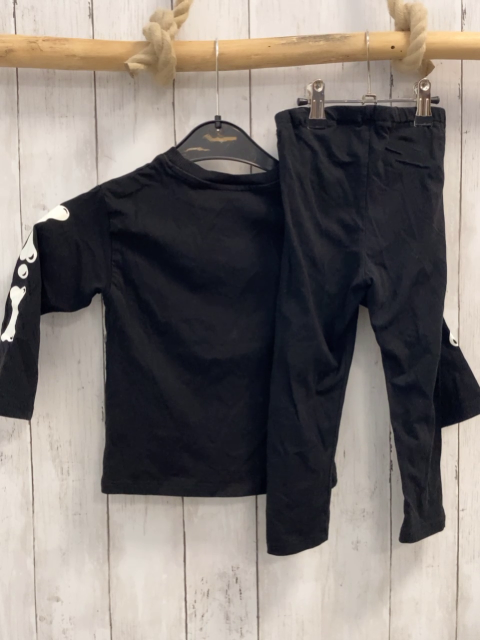 2tlg H&M  Schlafanzug  Gr. 98  schwarz weiße Knochen 