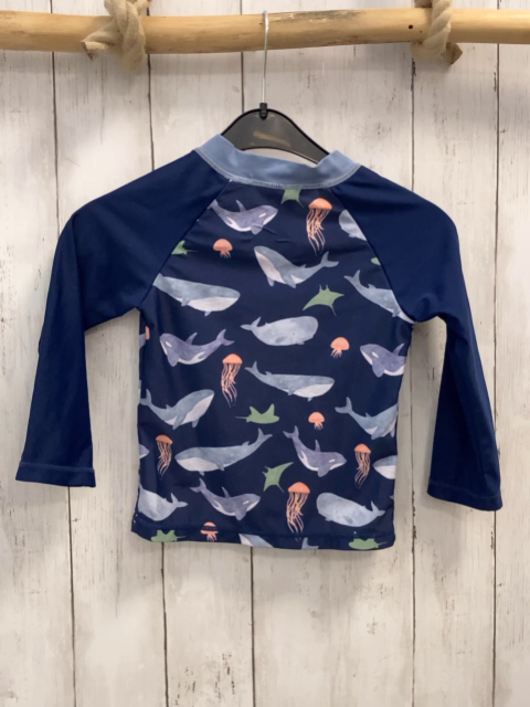Pusblu  UV-Schutzshirt lang  Gr. 98  blau hellblauer Bund Wale ua 