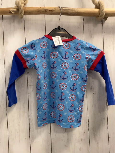 Babauba  Langarmshirt  Gr. 104  hellblau Anker Steuerräder blaue Ärmel 