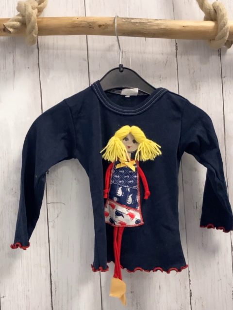   Langarmshirt  Gr. 86  blau Mädchen mit gelben Wollhaaren