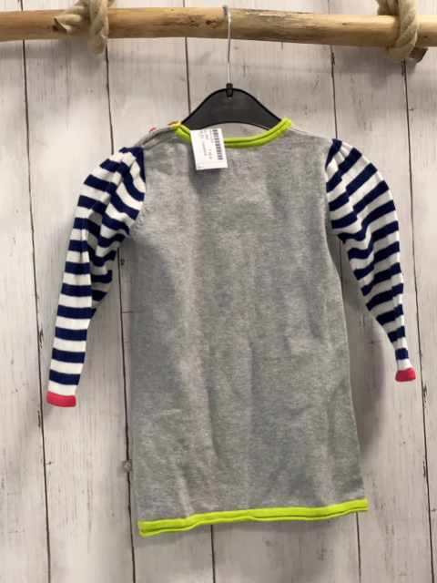 Liegelind  Kleid Gr. 80  grau + blau weiß gestreifte Ärmel hellgrüner Bund Strick 