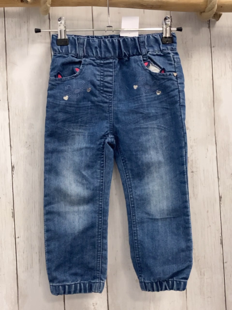  Hose  Gr. 92  blau Jeans Katzengesicht Gummizugbund 