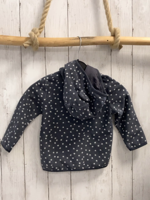   Fleecejacke  Gr. 92  grau Kapuze mit Ohren weiße Punkte 