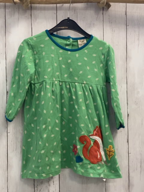Frugi  Kleid  Gr. 92  hellgrün weiße Blätter Fuchs Blumen petrol Bund 