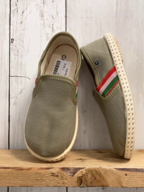 Conguitos  Leinenschuhe  Gr. 27  grau + rot weiß grüner Streifen