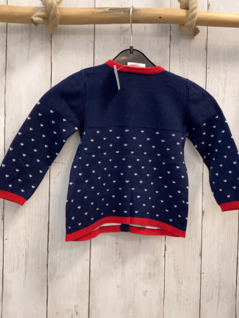  Strickjacke Gr. 86  blau weiße Herzen roter Bund