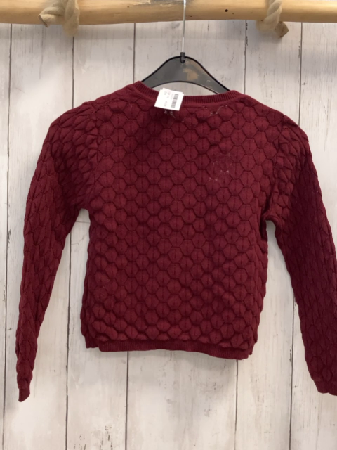  Strickjacke Gr. 116  bordeauxrot Lochmuster