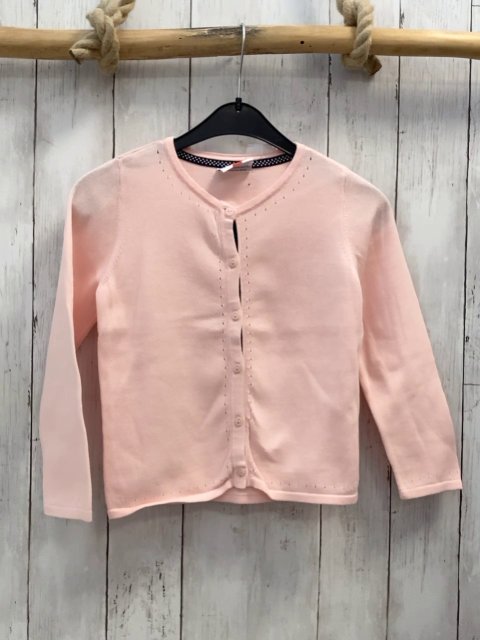  Strickjacke Gr. 116  rosa Lochmuster