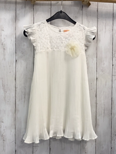 Kleid Gr. 116  weiß Spitzenoberteil Faltenrock