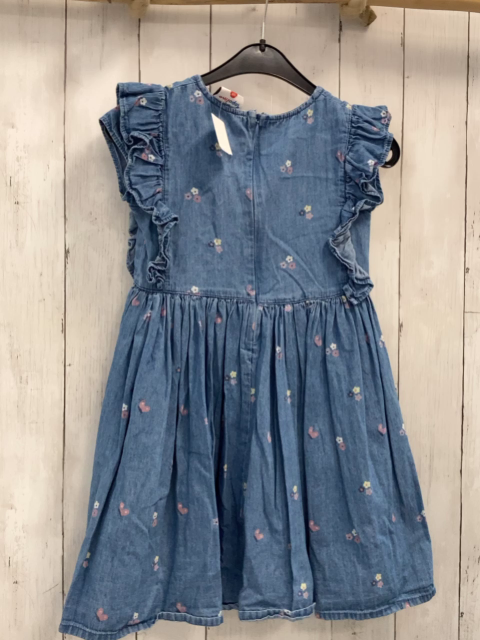  Kleid Gr. 128  blau Jeans Blumen