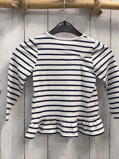  Langarmshirt Gr. 92  weiß blaue Streifen Pailettenkirsche