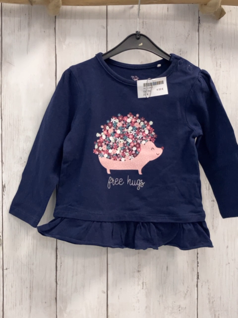  Langarmshirt Gr. 74  blau rosa Igel Blumen