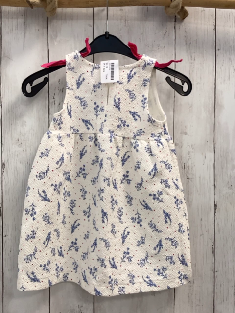 Zara  Kleid  Gr. 92  weiß Struktur blaue Blätter pink Punkte 