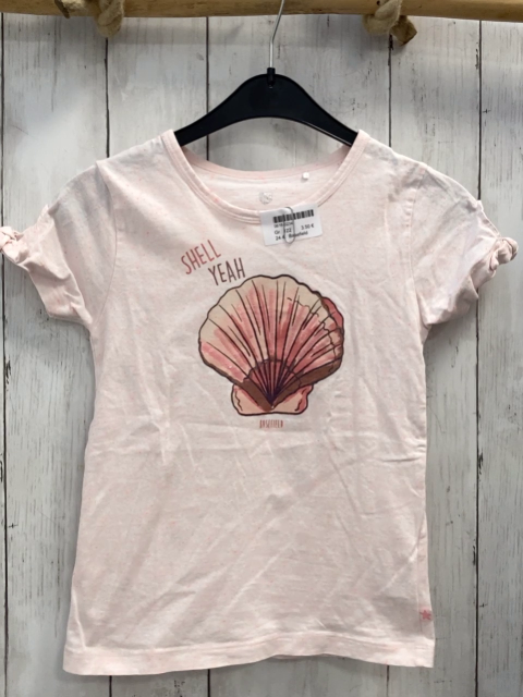 Basefield  T-Shirt  Gr. 122  rosa mit Punkten Glitzermuschel Schrift 
