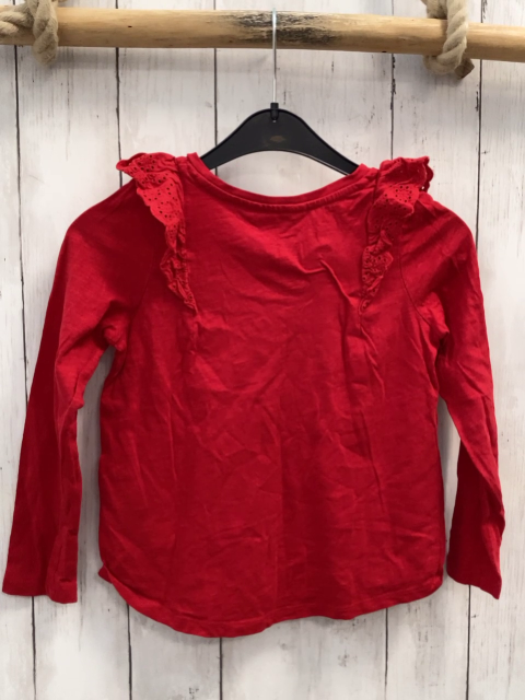 H&M  Langarmshirt  Gr. 122/128  rot Rüschen mit Lochstickerei