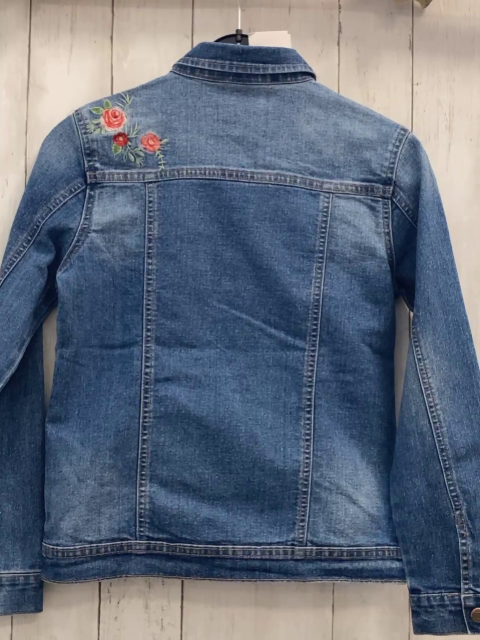Manguun Jeansjacke  Gr. 152  blau Blumen 
