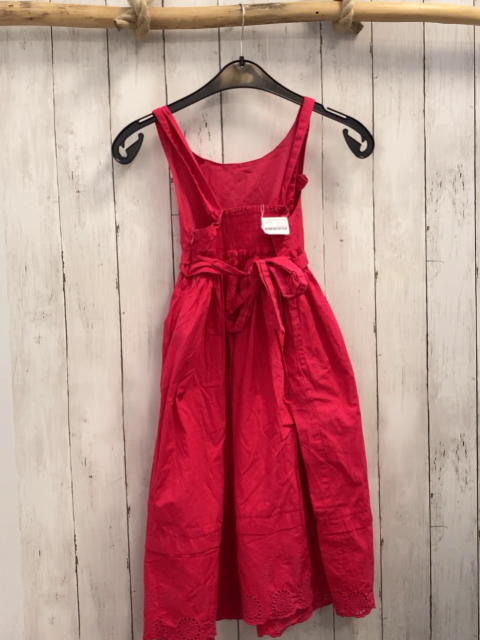 Vertbaudet  Kleid  Gr. 128  rot Saum mit Blumenstickerei 