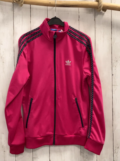 Adidas  Joggingjacke  Gr. 164  pink schwarze Streifen mit hellgrauen Sternen 