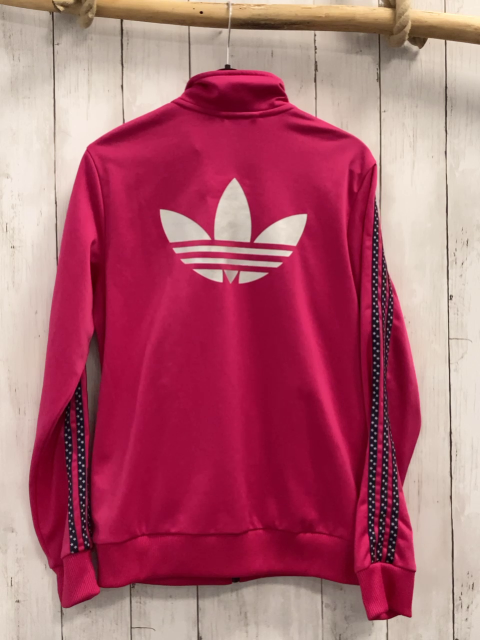 Adidas  Joggingjacke  Gr. 164  pink schwarze Streifen mit hellgrauen Sternen 