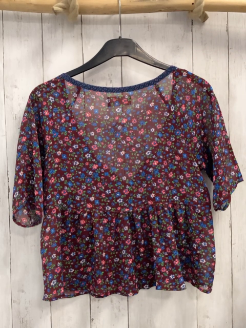 Hollister  Sommverbluse  Gr. 152  bodeauxrot  bunte Blumen 