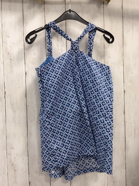 Vertbaudet  Sommerbluse  Gr. 152  weiß blau hellblaue Kleeblätter 