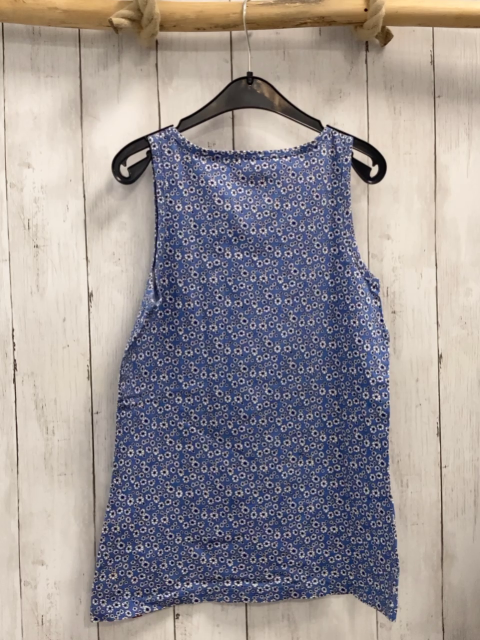 Esprit  Top Gr. 152  blau weiße Blumen + weißes Peacezeichen 