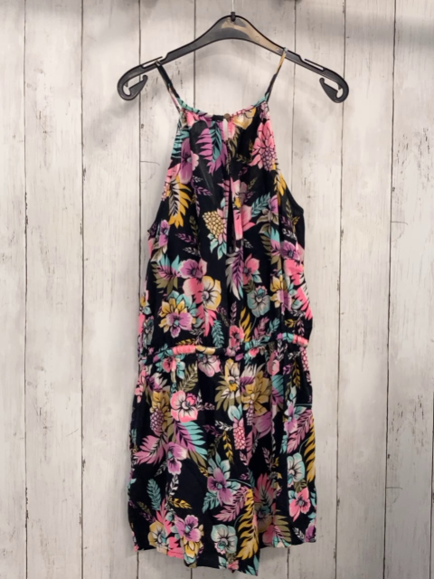  Playsuit  Gr. 152  schwarz bunte Blüten + Blätter 