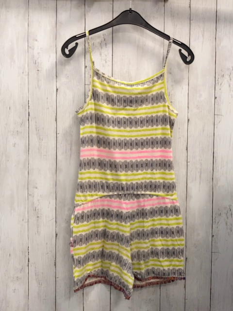 Benetton  Playsuit  Gr. 146/152  weiß hellgrün rosa Streifen graue Striche 