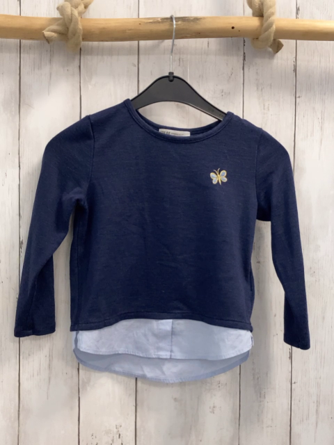 H&M  Pullover  Gr. 98  blau Strick hellblauer Blusensaum 