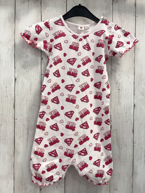   Playsuit Gr. 98  weiß pink rosa Schrift Supergirl