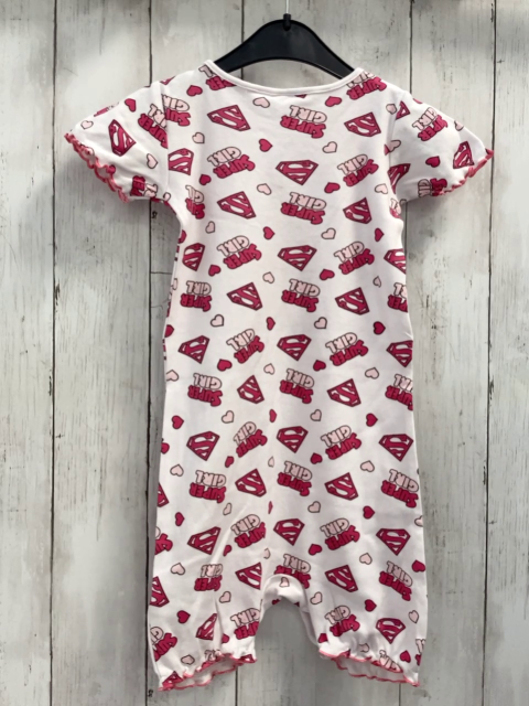   Playsuit Gr. 98  weiß pink rosa Schrift Supergirl