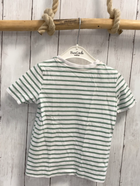   T-Shirt Gr. 104  weiß grüne Streifen hae 