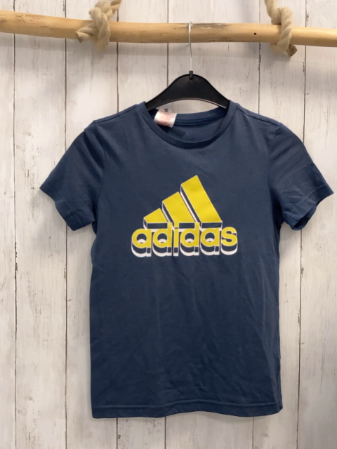 Adidas  T-Shirt  Gr. 140  blau + gelb weiße Schrift 