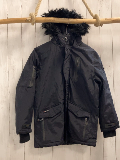 Geographical Norway  Winterjacke  Gr. 140  schwarz Kapuze mit abtrennbarem Fellbund 