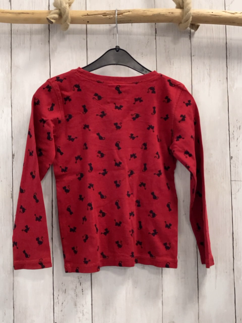 Gymboree Langarmshirt Gr. 122  rot schwarze Katzen