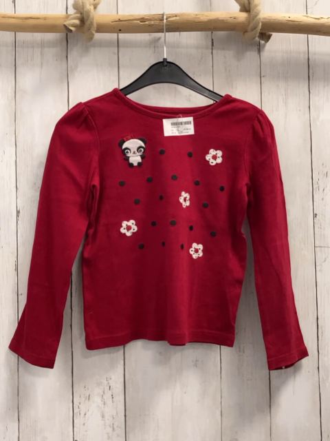 Gymboree Langarmshirt Gr. 128  rot schwarze Punkte Blumen Panda