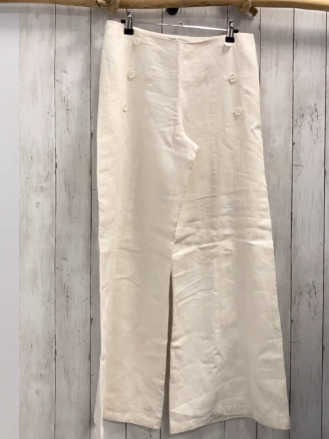 Transfer  Hose  Gr. 38  weiß 100% Leinen