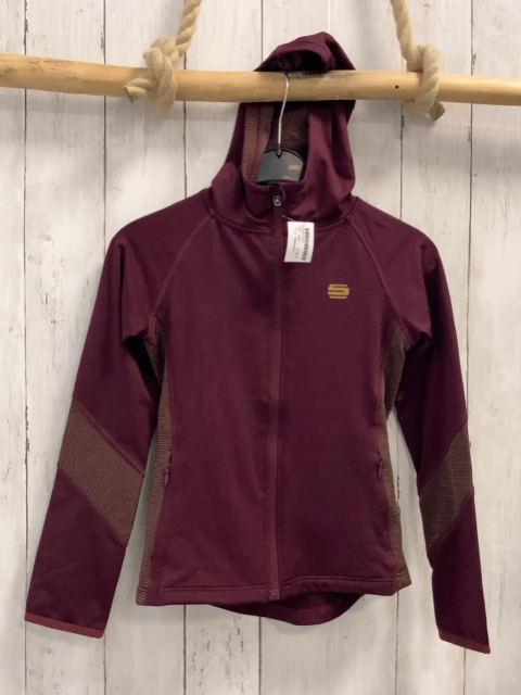 Manguun Joggingjacke  Gr. 128  weinrot Kapuze goldene Glitzerstreifen 