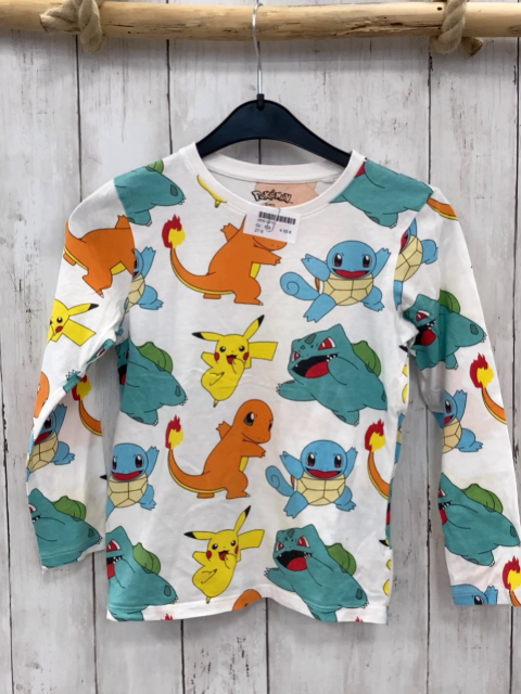   Langarmshirt  Gr. 128  weiß bunte Pokemons 