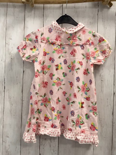 Room Seven  Kleid  Gr. 116  weiß rosa kariert Blumen weißer Kragen mit rosa Punkten 