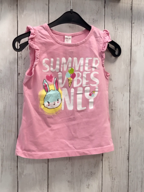   T-Shirt Gr. 104  rosa weiße Schrift Eis Hase 